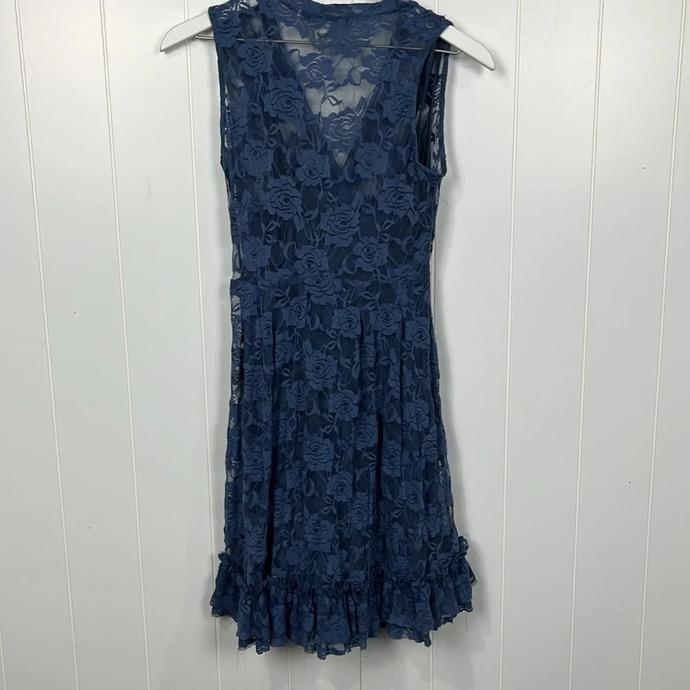 American Rag Cie Womens Dress S Navy Blue Lace Overlay Slip Liner Sleeveless EUC - Picture 9 of 12